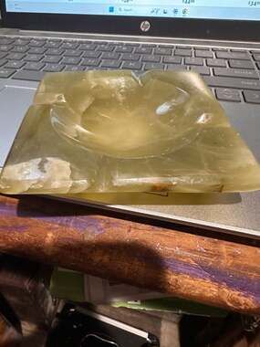 Mid-Century Modern Hexagonal Green Onyx Ashtray, Italy, 1960s